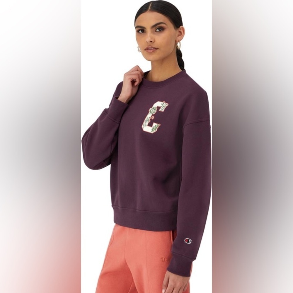 Champion‎ Women's Dark Purple Sweatshirt with Floral C Size M NWT
